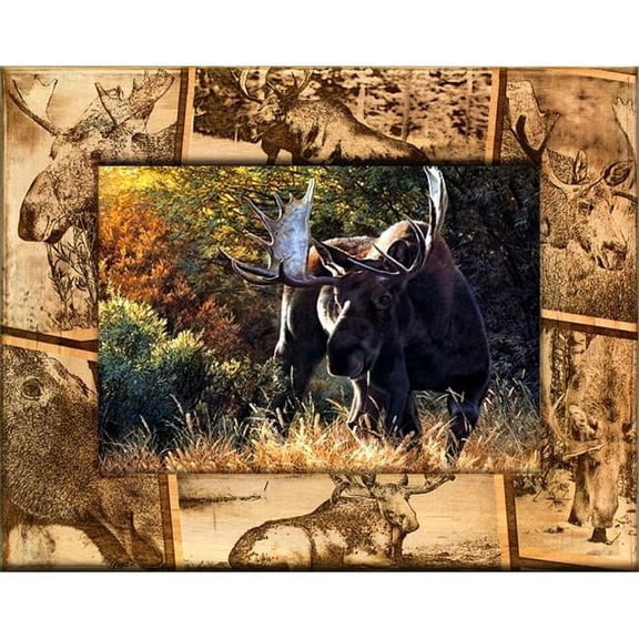Giftworks Plus SPR2005 Moose, Alder Wood Frame, 8 x 10 In