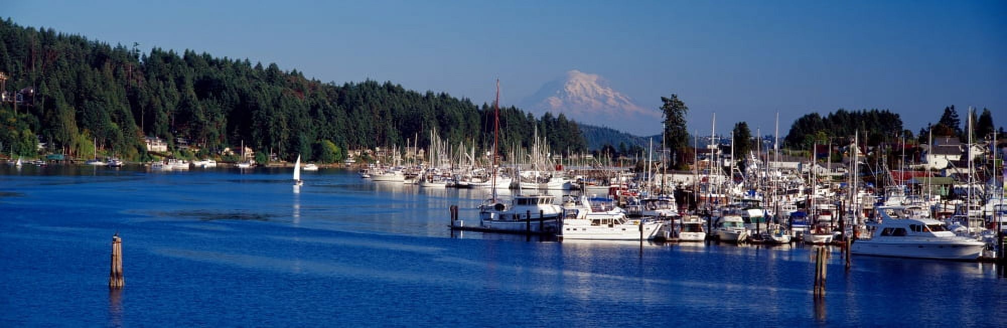 Gig Harbor with Mt Rainier in the background Pierce County Washington State USA Canvas Art - Panoramic Images (27 x 9)