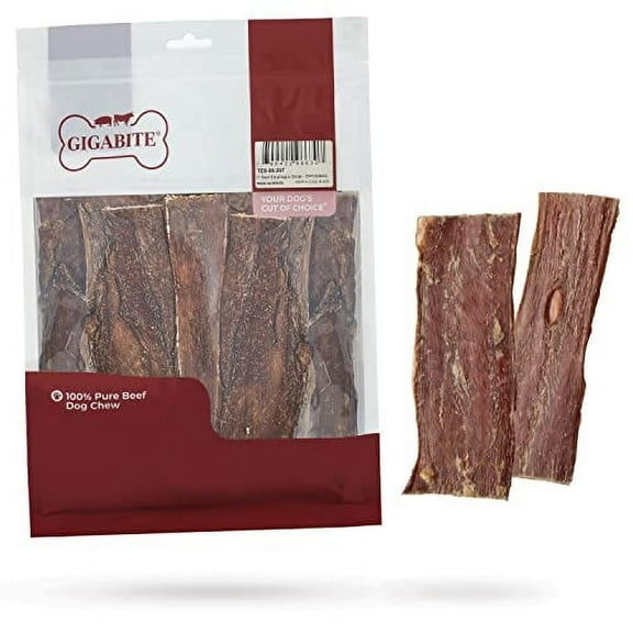 GigaBite 6 Inch Beef Gullet Jerky Strips (25 Pack) - All Natural, Free Range Beef Esophagus Taffy Dog Treat by Best Pet Supplies