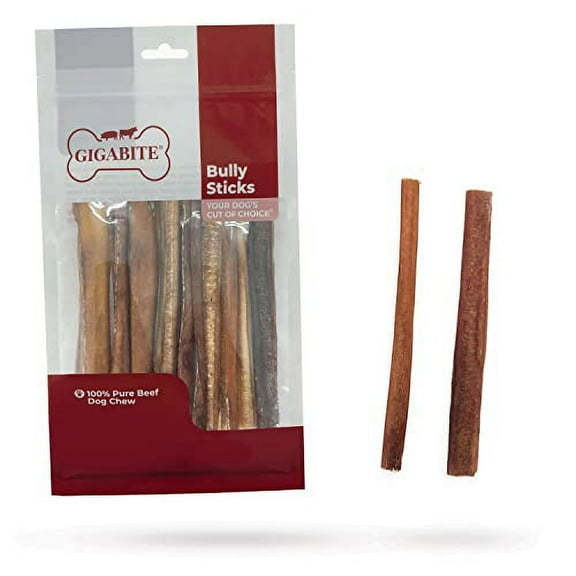 GigaBite 6 Inch Natural Odor Bully Sticks Treats (10 Pack) All Natural, Free Range Beef Pizzle Dog Chews – by Best Pet Supplies
