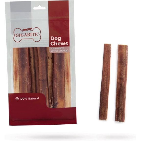 GigaBite Odor-Free Bully Sticks Thin 8pcs – USDA & FDA Certified All Natural, Free Range Beef Pizzle Dog Treat – By Best Pet Supplies