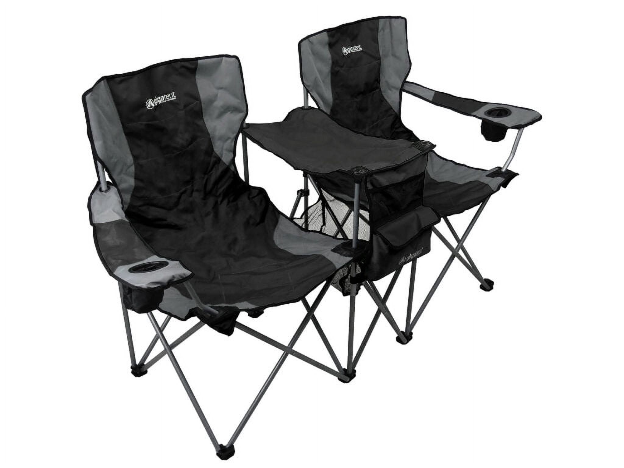 GigaTent Double Outdoor Chairs – 2 Side by Side Folding Quad Camping Seats, Black - image 1 of 5
