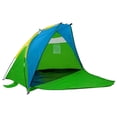 thumbnail image 1 of GigaTent Sand Castle Portable Beach Cabana Two Mesh Windows & Sand Pockets, Green & Blue, 1 of 11