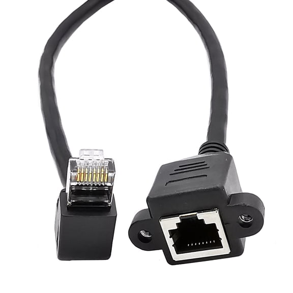 Gigabit 90° Angled Ethernet Extension Cable 30cm 11.8in for Stable Fast Speed Networking Cord Left/Right/Up/Down Elbow