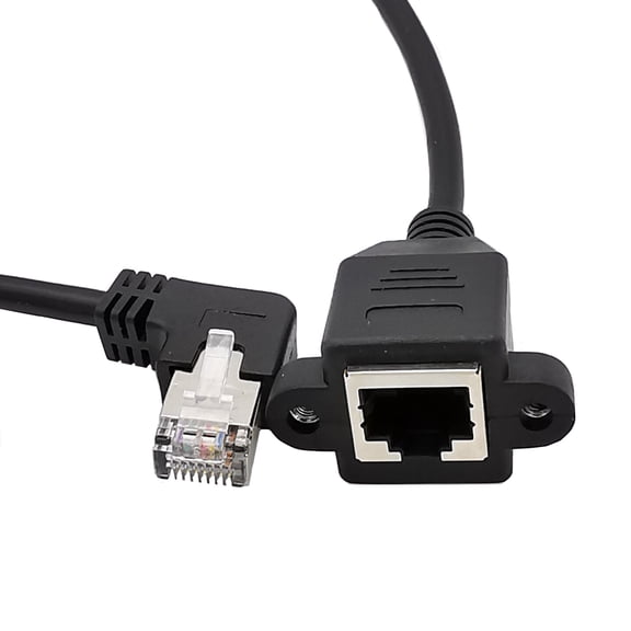 Gigabit 90° Angled Ethernet Extension Cable 30cm 11.8in for Stable Fast Speed Networking Cord Left/Right/Up/Down Elbow