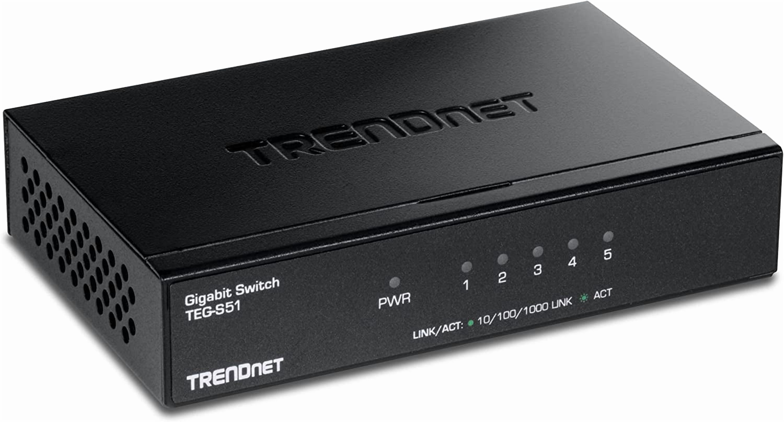 Gigabit Desktop Switch, TEG-S51, 5 x Gigabit RJ-45 Ports, Ethernet Splitter, 10Gbps Switching Capacity, Fanless Design, Metal Enclosure, Lifetime Protection