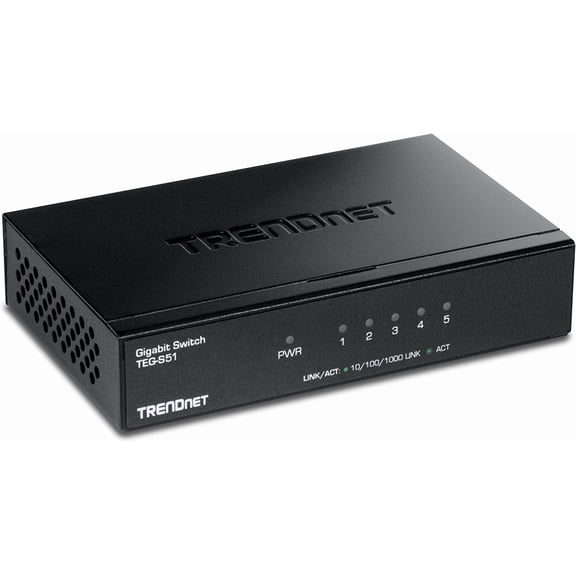 Gigabit Desktop Switch, TEG-S51, 5 x Gigabit RJ-45 Ports, Ethernet Splitter, 10Gbps Switching Capacity, Fanless Design, Metal Enclosure, Lifetime Protection