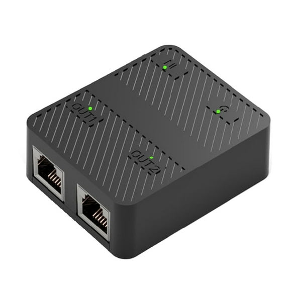Gigabit Ethernet Splitter 1 to 2 networking Ethernet Splitter with Power Cable RJ45 Splitter 100/1000Mbps