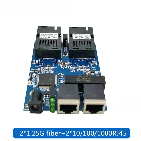 Gigabit Ethernet fiber switch 2 RJ45 UTP 2 SC fiber Optical Media Converter 2SC 2RJ45 Ethernet 10/100/1000M PCB