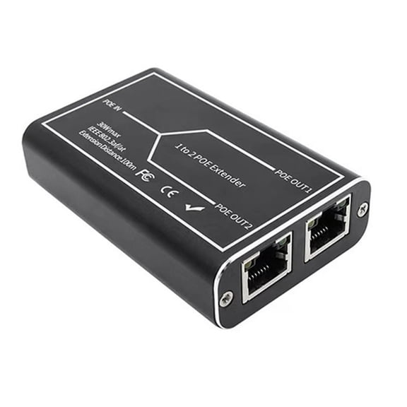 Gigabit POE Extender 2 Port 1000M Network Switch Repeater 30W IEEE802.3Af/At Plug&Play for PoE Switch NVR IP Camera,1 * Network Switch Repeater,Black