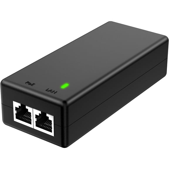 Gigabit PoE Injector Adapter 30W, Converts Non-PoE to PoE Gigabit, Power Over Ethernet Injector 48V IEEE 802.3af/at, 10/100/1000Mbps PoE+ Injector Adapter Plug & Play, Distances Up to 325 Feet