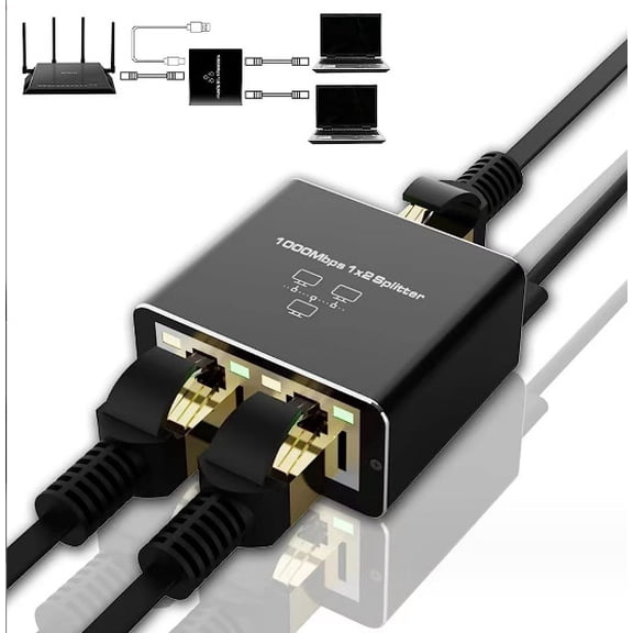 Gigabit RJ45 Ethernet Splitter 1 to 3 - High-Speed Network Adapter for Router, Modem, PC & Gaming Console, Plug-and-Play Internet Splitter with Stable Connection