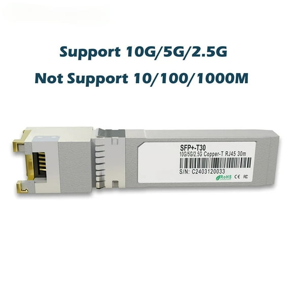 Gigabit SFP + to Rj45 10G/2.5G 30m/100m Copper Modules, Optical Module, Compatible for Cisco, Mikrotik, Ethernet Optic Switch