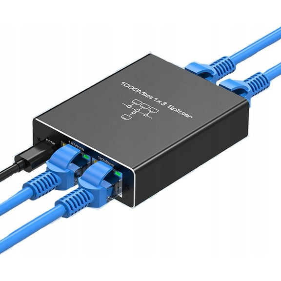Gigabit network distributor RJ45 network port 1 to 3 network cable splitter simultaneous Internet access switch router