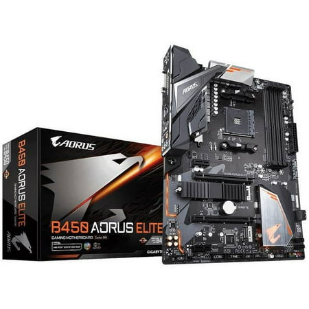 GIGABYTE - B450 AORUS ELITE (Socket AM4) USB 3.1 Gen 1 AMD Motherboard with LED Lighting