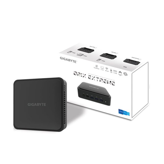 Gigabyte BRIX Extreme GB-BEi3H-1220 (rev. 1.0) - Barebone - mini PC 1 x Core i3 1220P / up to 4.4 GHz - RAM 0 GB - UHD Graphics - IEEE 802.11ax (Wi-Fi 6E), Bluetooth 5.2, Gigabit Ethernet, 2.5 Gigabit Ethernet