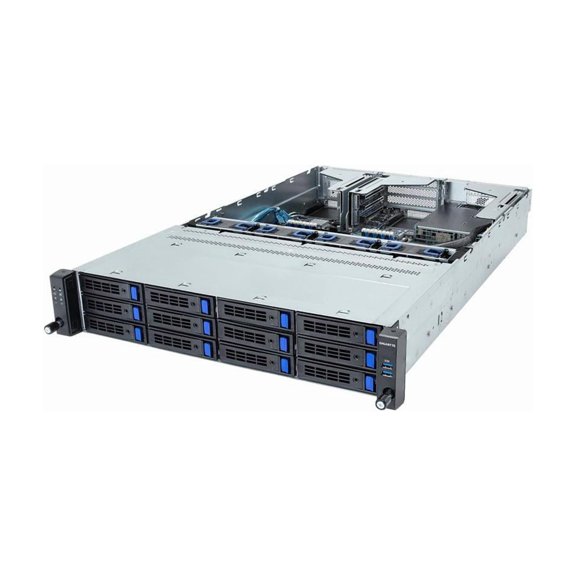 Gigabyte R263-S33 rev. AAF1 2U Rack Server Barebone - 4th/5th Gen Intel xeon Scalable - 3x Gen5 GPUs, 1x Gen3 M.2 Slots, 12 SATA/SAS Bays