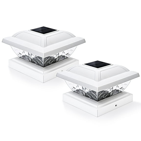 GIGALUMI 10lm Solar Post Cap Lights Outdoor Deck Waterproof for 4x4/5x5 Posts, Warm White LED for Patio Garden-2 Pack