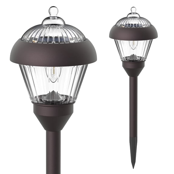 FKHouse Bronze Solar Pathway Lights, 2 Pack, Waterproof Outdoor Garden Lights with LED Bulbs, Warm White