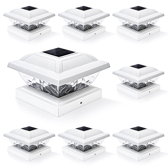GIGALUMI Outdoor Solar Post Cap Lights, Warm White LED Lighting, Waterproof Landscape Light, 8 Pack, Fits 3.5-5in Posts