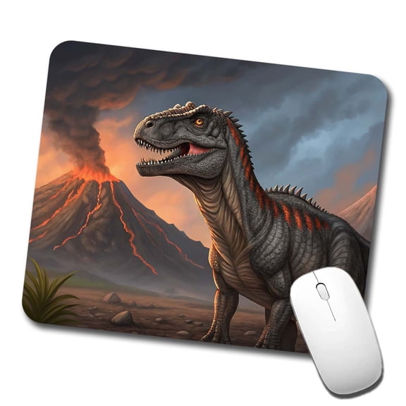 Giganotosaurus Volcano Erupting Dinosaur Mouse Pad Low Profile Gaming Mat
