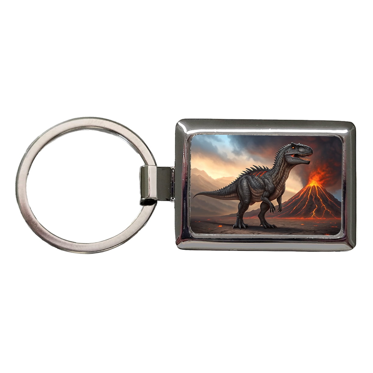 Giganotosaurus Volcano Lava Dinosaur Metal Rectangle Keychain - Walmart.com