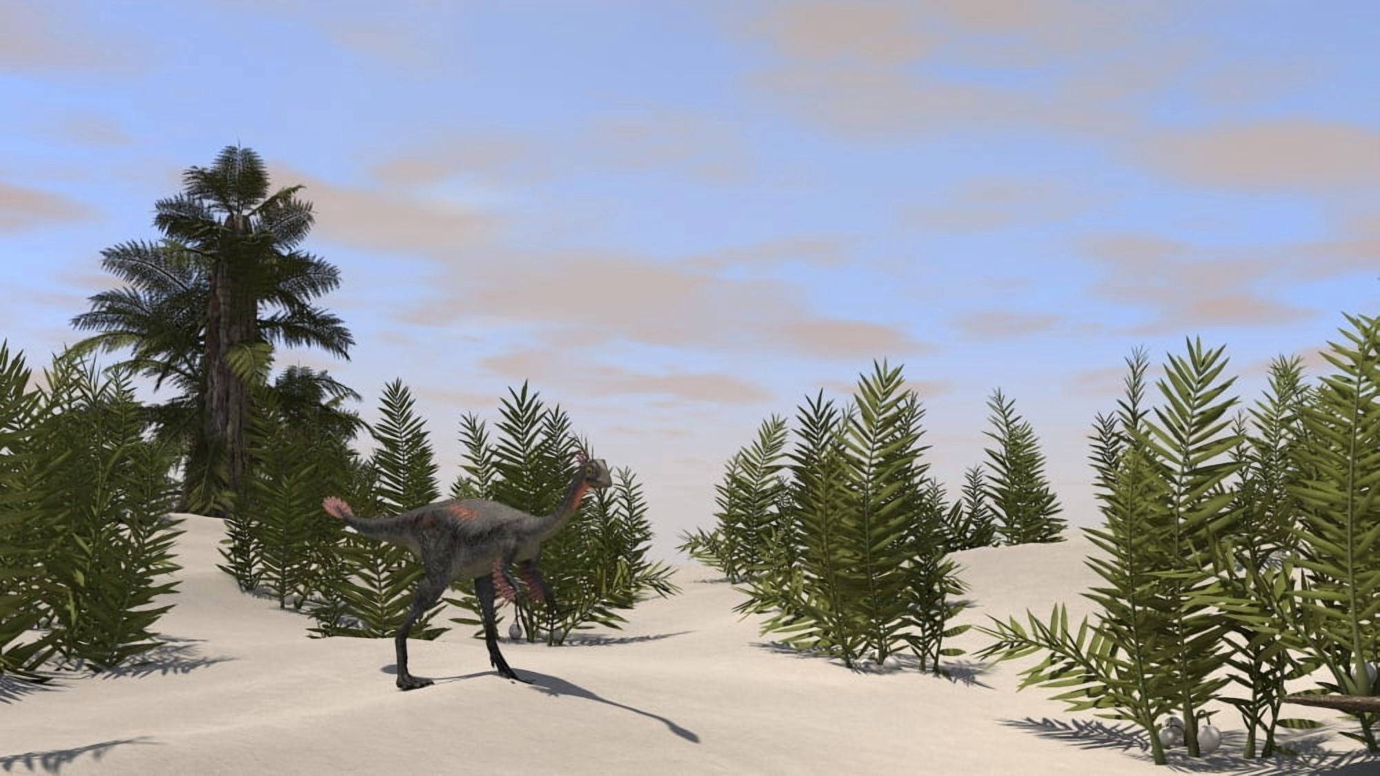 Gigantoraptor in prehistoric environment Canvas Art - Kostyantyn IvanyshenStocktrek Images (38 x 22)