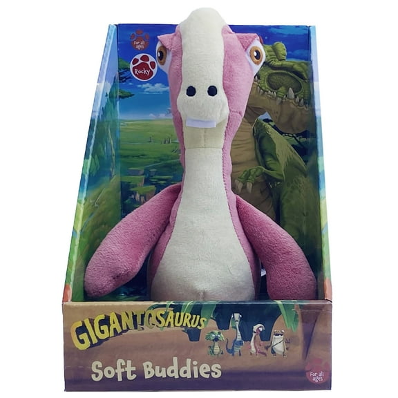Gigantosaurus: 10" Dinosaur Soft Plush - Rocky - Pink & White Huggable Dino, Soft Texture Stuffed Toy, TV Series Character, Toddler & Kids Ages 1+