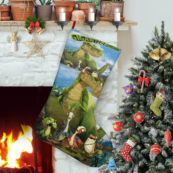 Gigantosaurus-theme Christmas StockingsFine white linen for Stairs Fireplace Hanging Xmas Home Decor Christmas gift17.7"X12.6"(45cm32cm)