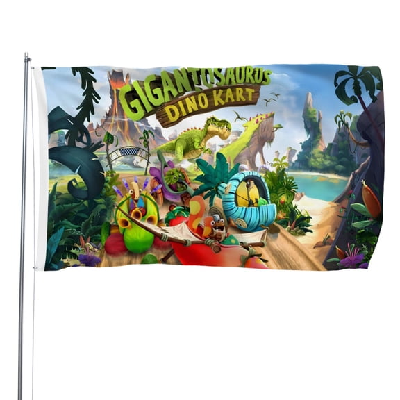 Gigantosaurus-themed Printed Flag Perfect gift for fans, friends, and family members, and suitable for indoor and outdoor activities, party decorations.16"x24" (40cm×60cm)
