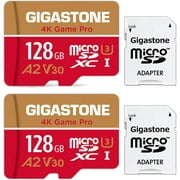 Gigastone 128GB Micro SD Card, 4K Game Pro, Nintendo Switch Compatible, A2 Run App, 4K Video Recording, Micro SDXC R/W up to 100/50MB/s, 2 Pack (2x128GB)