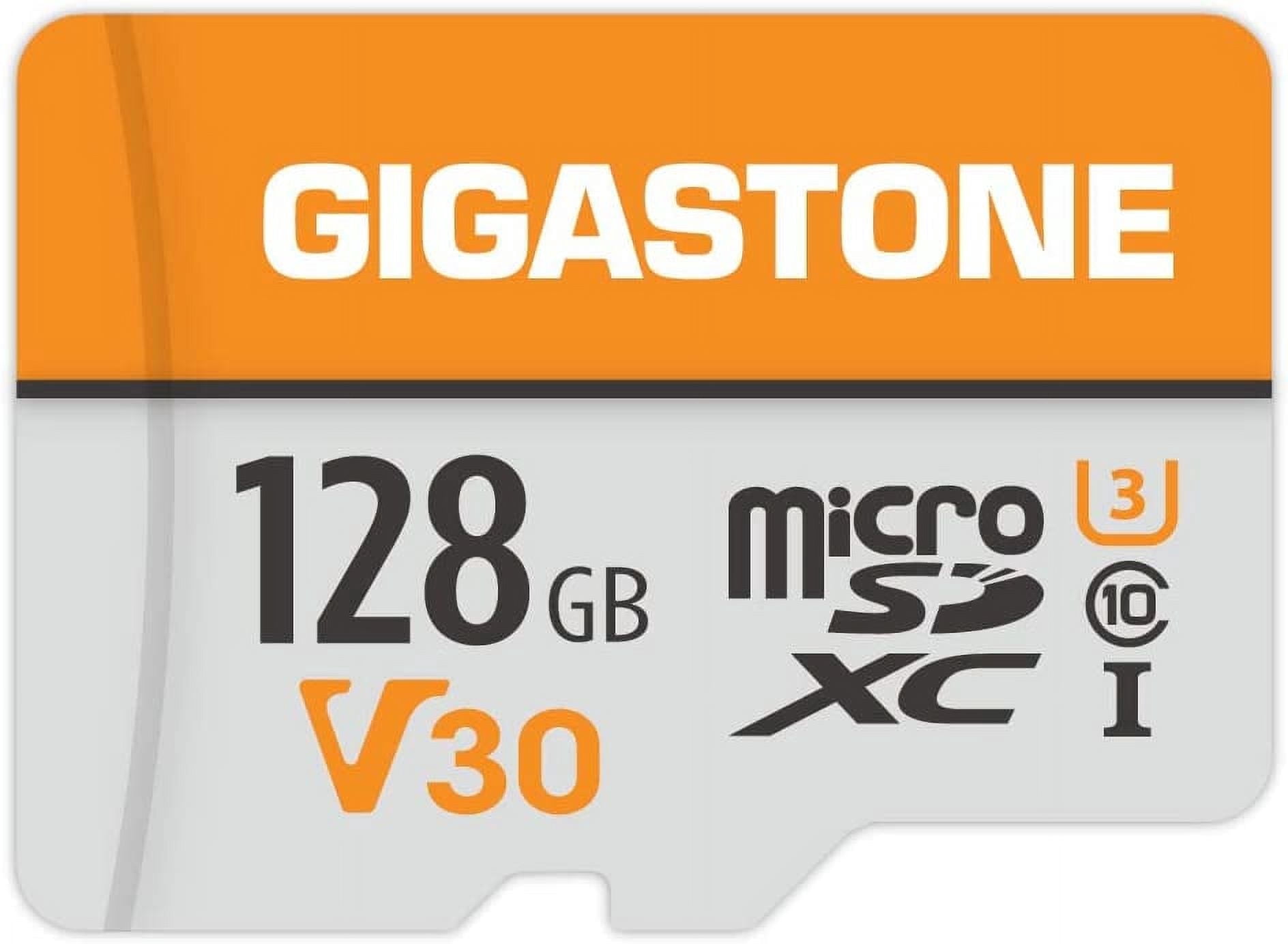 Gigastone 128GB Micro SD Card, 4K Video Pro, GoPro, Surveillance, Security Camera, Action Camera, Drone, 95MB/s MicoSDXC Memory Card UHS-I V30 Class 10 GS-2IN1600X128GBBK-B