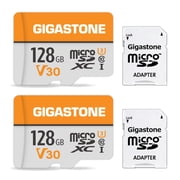 GIGASTONE 128GB Micro SD Card 2-Pack, A1 V30 4K Video Recording, Compatible with Security Camera, Dash cam, Drone, 95MB/s MicroSDXC Memory Card UHS-I Class 10, with 2 SD Adapter