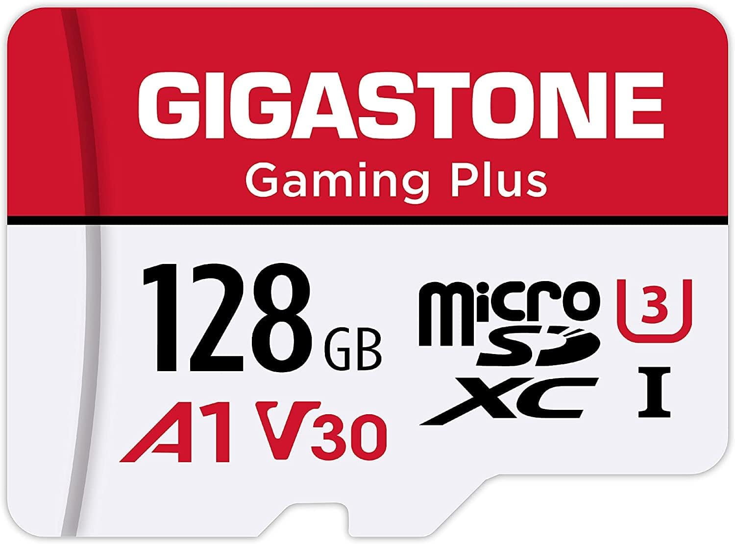 Gigastone 128GB microSDXC U3 A1V30 Memory Card for Nintendo Switch, Red and White – 100MB/s, Micro SD Card
