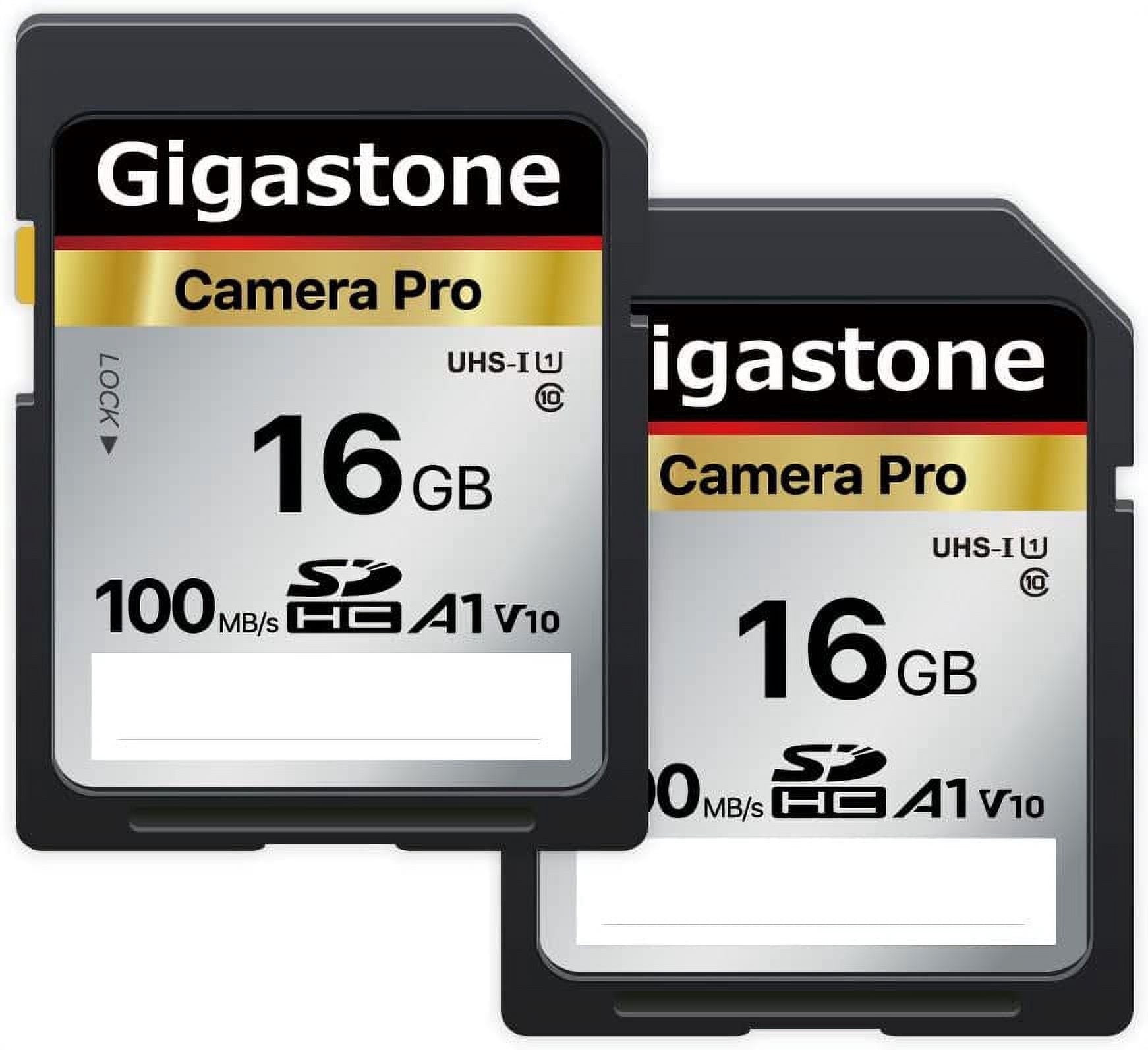Gigastone 16GB 2-Pack SD Card V10 SDHC Memory Card High Speed Full HD Video Compatible with Canon Nikon Sony Pentax Kodak Olympus Panasonic Digital Camera - SD-16-2-2PK