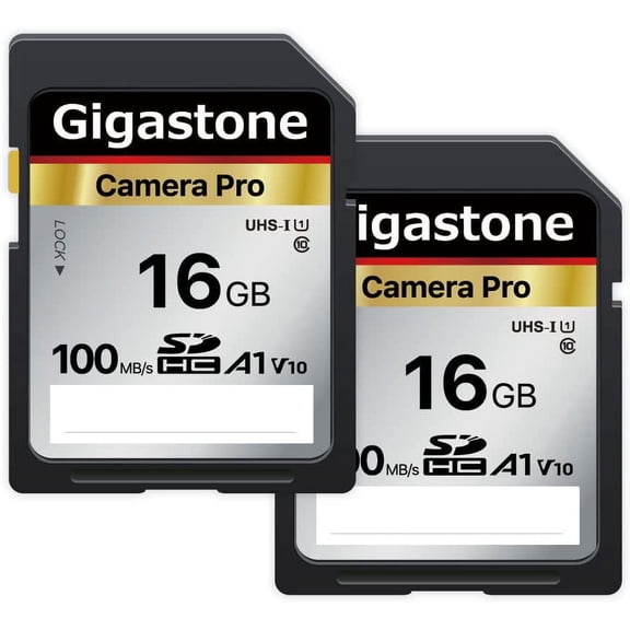 Gigastone 16GB 2-Pack SD Card V10 SDHC Memory Card High Speed Full HD Video Compatible with Canon Nikon Sony Pentax Kodak Olympus Panasonic Digital Camera - SD-16-2-2PK