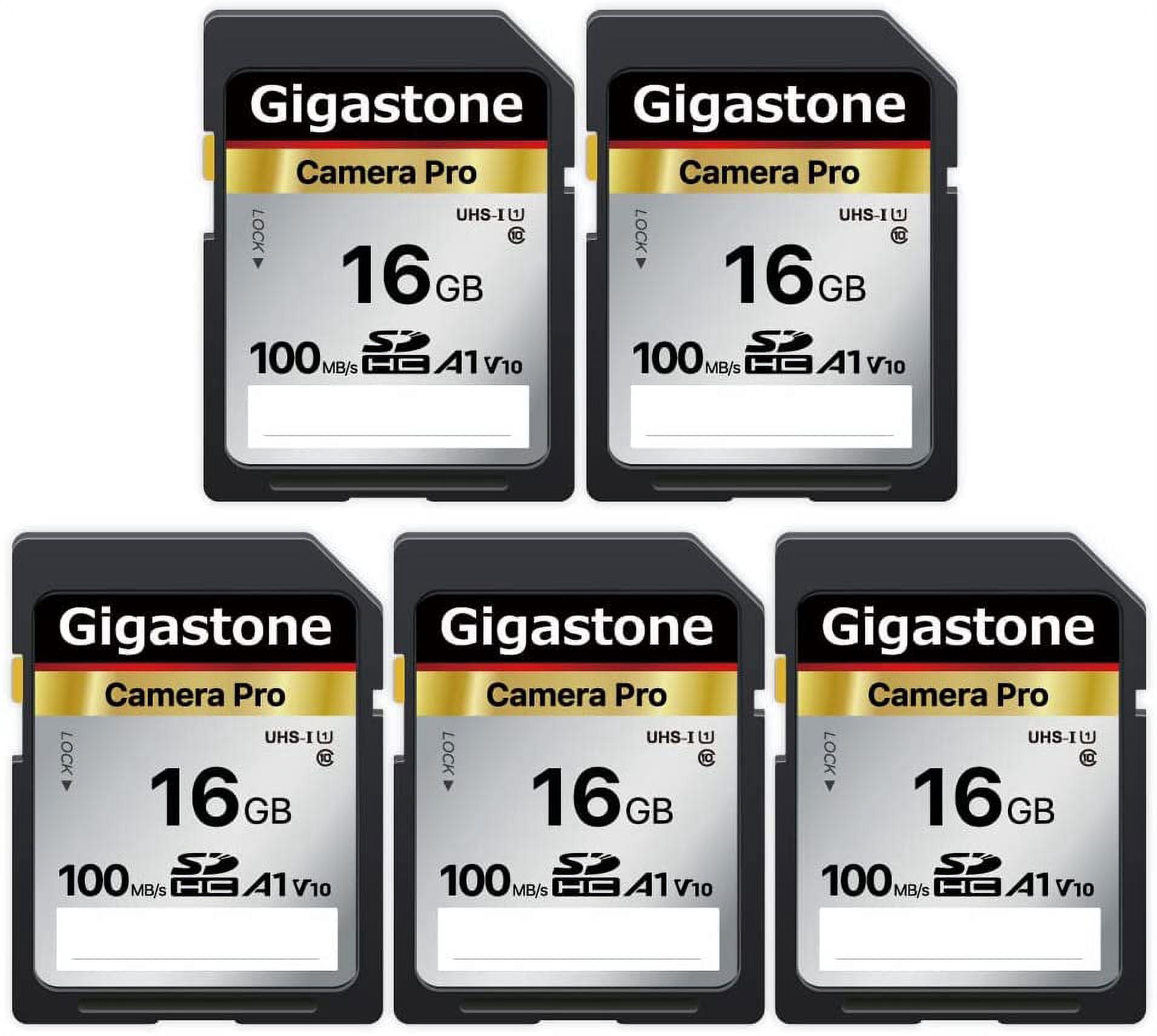 Gigastone 16GB 5-Pack SD Card V10 SDHC Memory Card High Speed Full HD Video Compatible with Canon Nikon Sony Pentax Kodak Olympus Panasonic Digital Camera