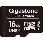 Gigastone 16GB Micro SD Card, FHD Video UHS-I U1 Class 10, for Surveillance, Security, Action Cameras, Drone, Dash Cams - GS-2IN1600X16GB-B