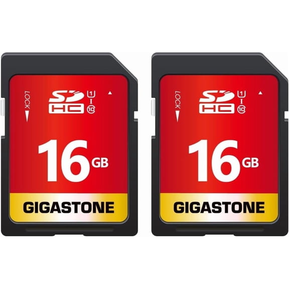 Gigastone 16GB SDHC Card Class 10 UHS-I U1 Up to 80MB/s Memory Card, 2 pack (2x16GB)