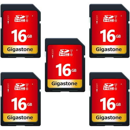Gigastone 16GB SDHC Card Class 10 UHS-I U1 Up to 80MB/s Memory Card, 5 pack (5x16GB) GS-SDHC80U1-16GBX5-B