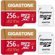 Gigastone 256GB Micro SD Card, 4K Video Recording, 4K Camera Pro, compatible with Nintendo Switch, Dash Cam, GoPro Cameras, R/W up to 100/50 MB/s, Micro SDXC UHS-I A1 V30 Class 10, 2 Pack (2x256GB)