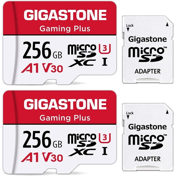 Gigastone 256GB Micro SD Card, Gaming Plus, Nintendo Switch Compatible, High Speed 100MB/s, 4K Video Recording, compatible with Nintendo Switch Dash Cams GoPro Cameras, 2 Pack (2x256GB)