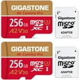 thumbnail image 1 of Gigastone 256GB Micro SDXC Flash Memory Card, 2 Total Count, 1 of 7