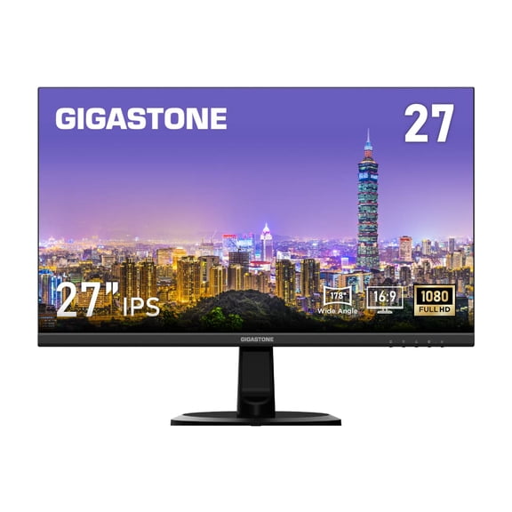 Gigastone 27 inch IPS LED Back Light Monitor 75Hz FHD 1920 x 1080, 178 Wide View Frameless Computer Monitor 5ms, Built-in Speakers, Eye Care Technology, Ergonomic Tilt VESA Mount, HDMI VGA