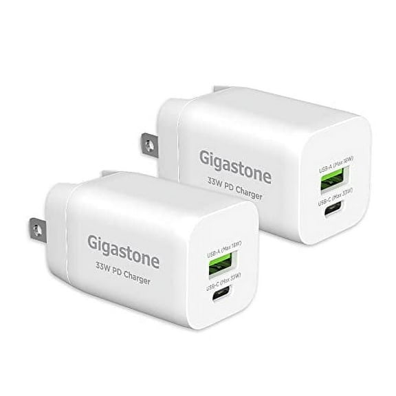 Gigastone 30W USB C Charger Power Go Dual Ports PPS 33W Power Adapter - White, 2 pack