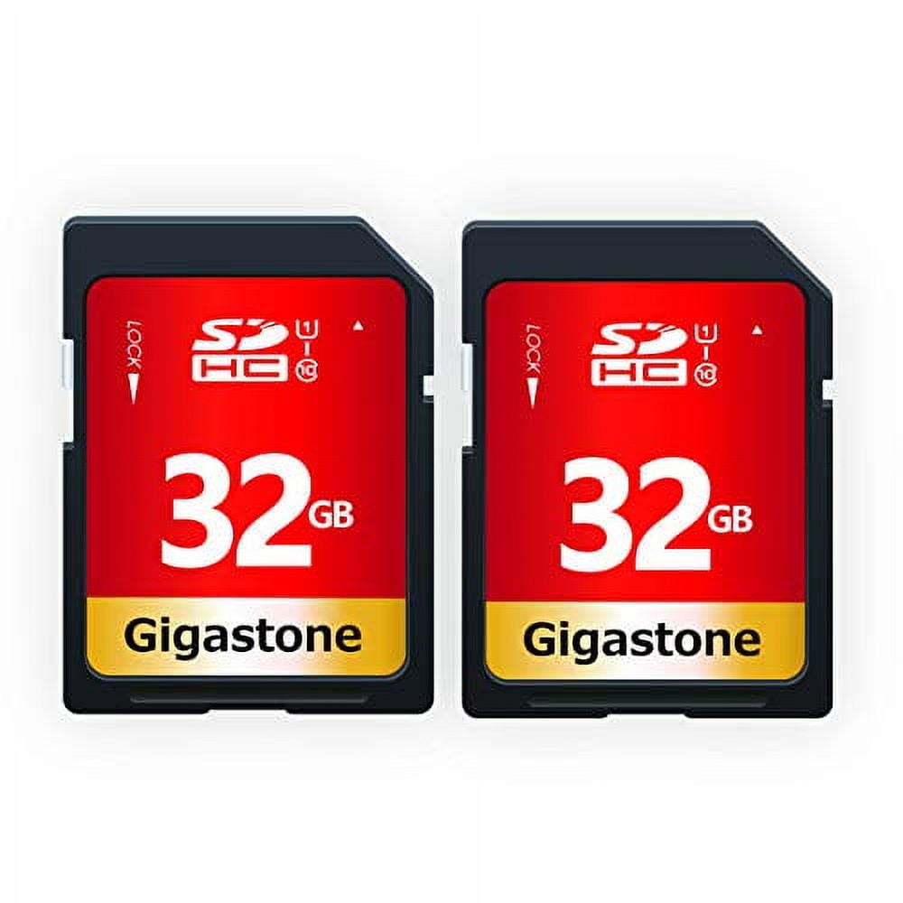 GIGASTONE 32GB SD Card 2-Pack UHS-I U1 Class 10 SDHC Memory Card High-Speed Full HD Video Compatible with Canon Digital Camera, SPYPOINT TACTACAM WOSPORTS Trail Camera, with 2 mini Cases