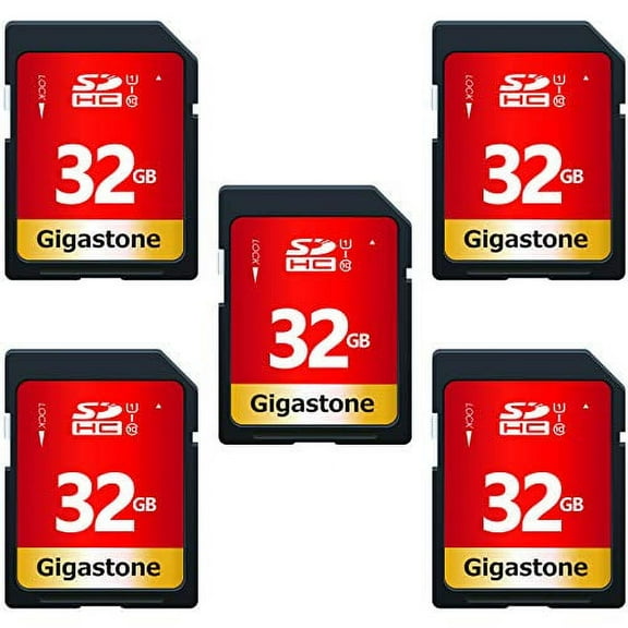 Gigastone 32GB SDHC Card Class 10 UHS-I U1 Up to 80MB/s Memory Card, 5 pack (5x32GB)