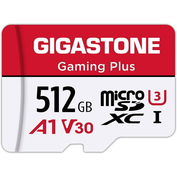Gigastone 512GB Gaming Plus Micro SD memory Card 100MB/s, U3 A1V30 compatible Nintendo Switch Dash Cams GoPro Camera Samsung Canon Nikon Drone