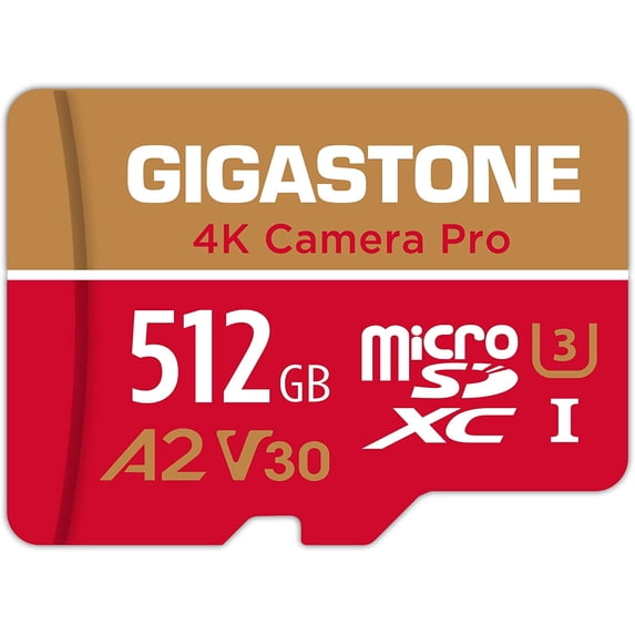 Gigastone 512GB Micro SD Card, 4K Video Recording, 4K Camera Pro, compatible with Nintendo Switch, Dash Cam, GoPro Cameras, R/W up to 100/60 MB/s, Micro SDXC UHS-I A1 V30 Class 10