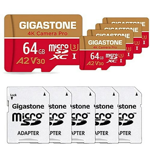 Gigastone 64 GB MicroSDXC Memory Card 5 ea